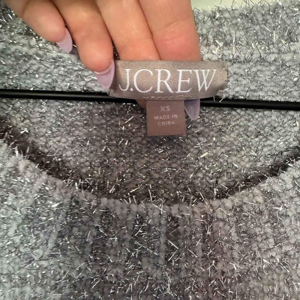 J. Crew Silver Gray Sparkle Crew Neck Sweater XS